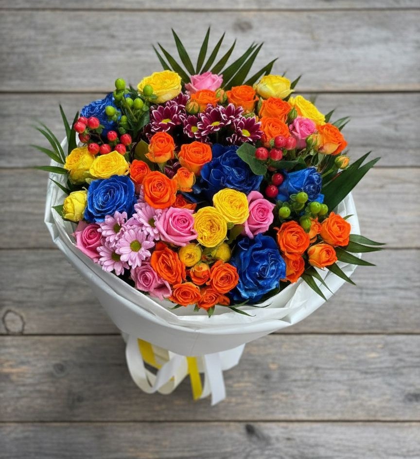 Букет цветов из: Розы и Хризантемы в Краснофарфорном