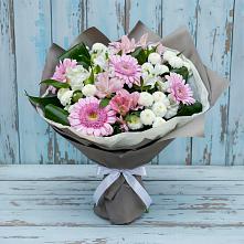 Букет цветов из:  Герберы, Альстромерии и Хризантемы в Краснофарфорном