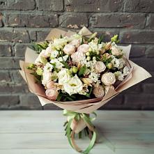 Букет цветов из:  Альстромерии, Розы и Хризантемы в Краснофарфорном