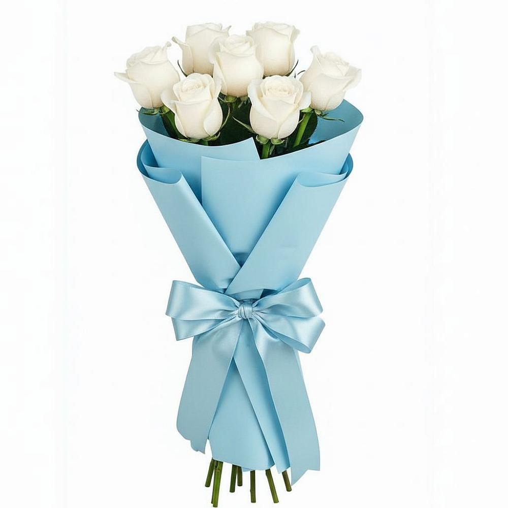 Букет 7 белых роз Проуд в Краснофарфорном