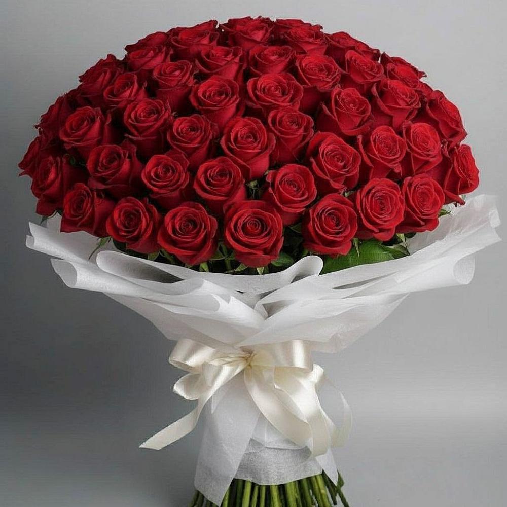 Букет 101 Красная роза Блэк Мэджик в Краснофарфорном
