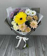 Букет цветов из:  Розы, Герберы и Хризантемы в Краснофарфорном