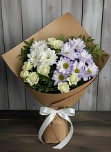 Букет цветов из:  Хризантемы и Розы в Краснофарфорном