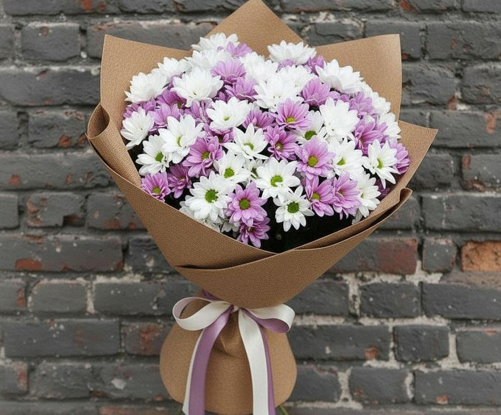 Букет цветов из: Хризантемы в Краснофарфорном