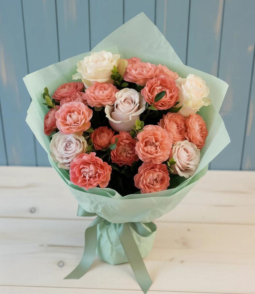 Букет цветов из: Розы в Краснофарфорном