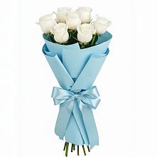 Букет 7 белых роз Проуд в Краснофарфорном