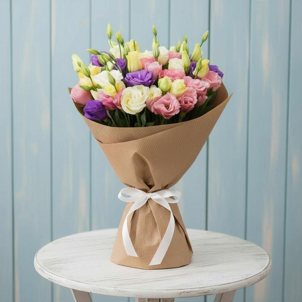 Букет цветов из: Лизиантусы в Краснофарфорном