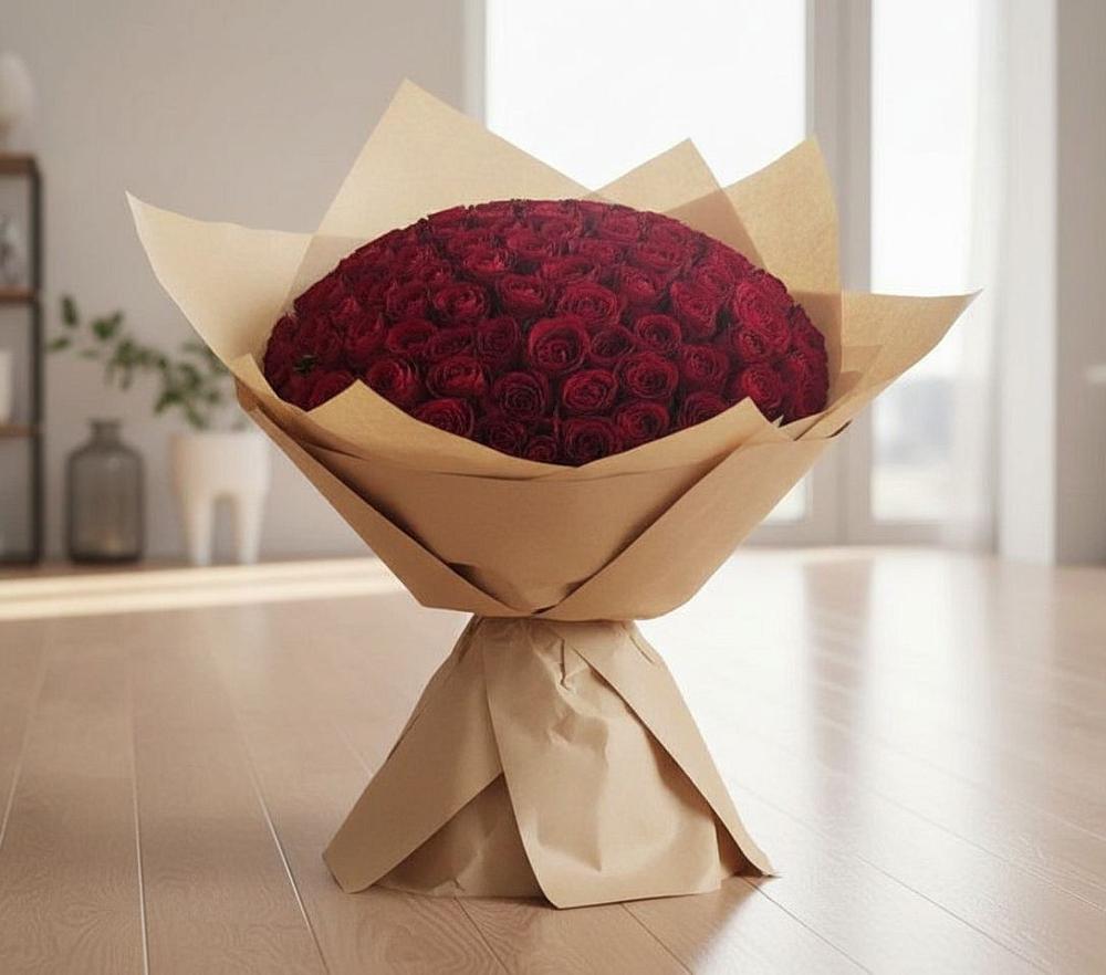 Букет 101 Красная роза в Краснофарфорном