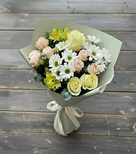 Букет цветов из:  Альстромерии, Розы и Хризантемы в Краснофарфорном