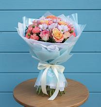 Букет цветов из:  Хризантемы и Розы в Краснофарфорном