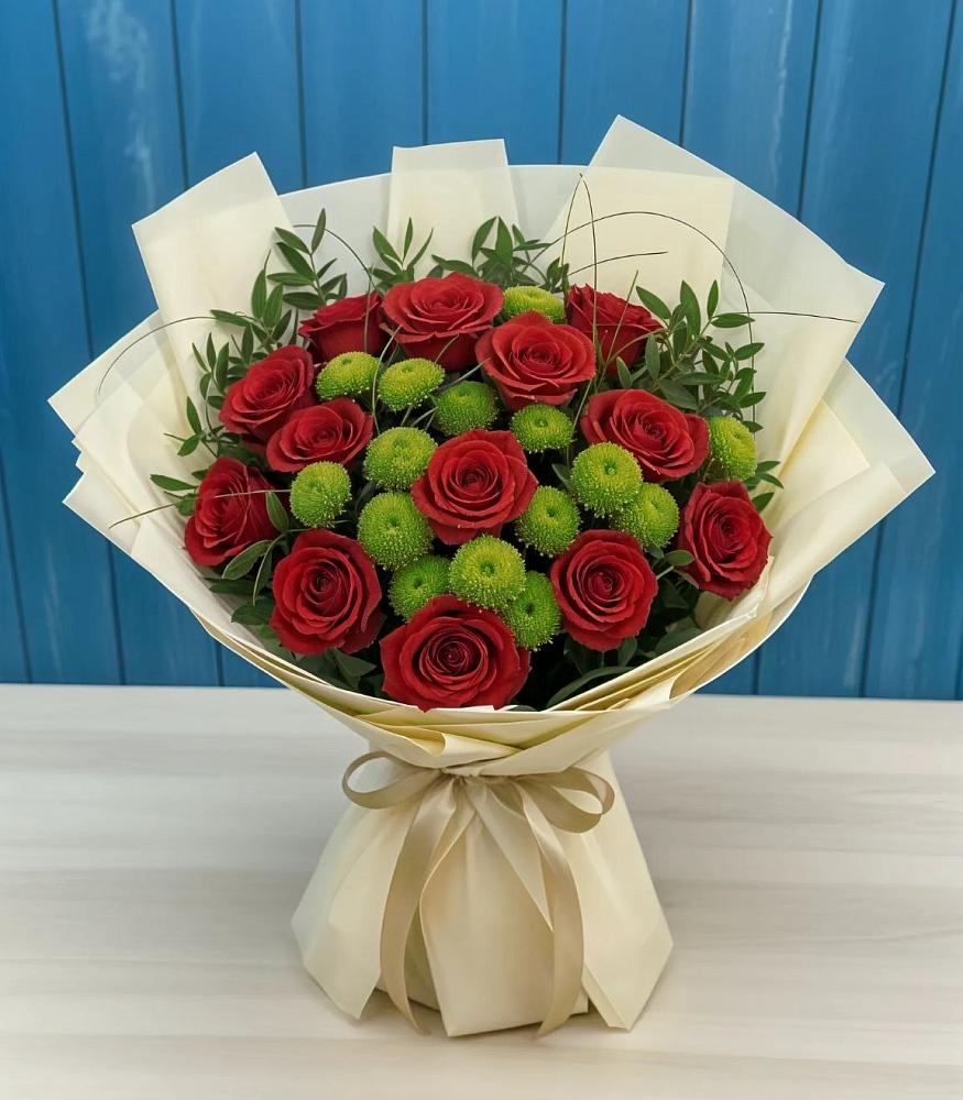 Букет цветов из: Розы и Хризантемы в Краснофарфорном