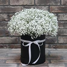 Цветочная композиция из Гипсофила в шляпной коробке в Краснофарфорном