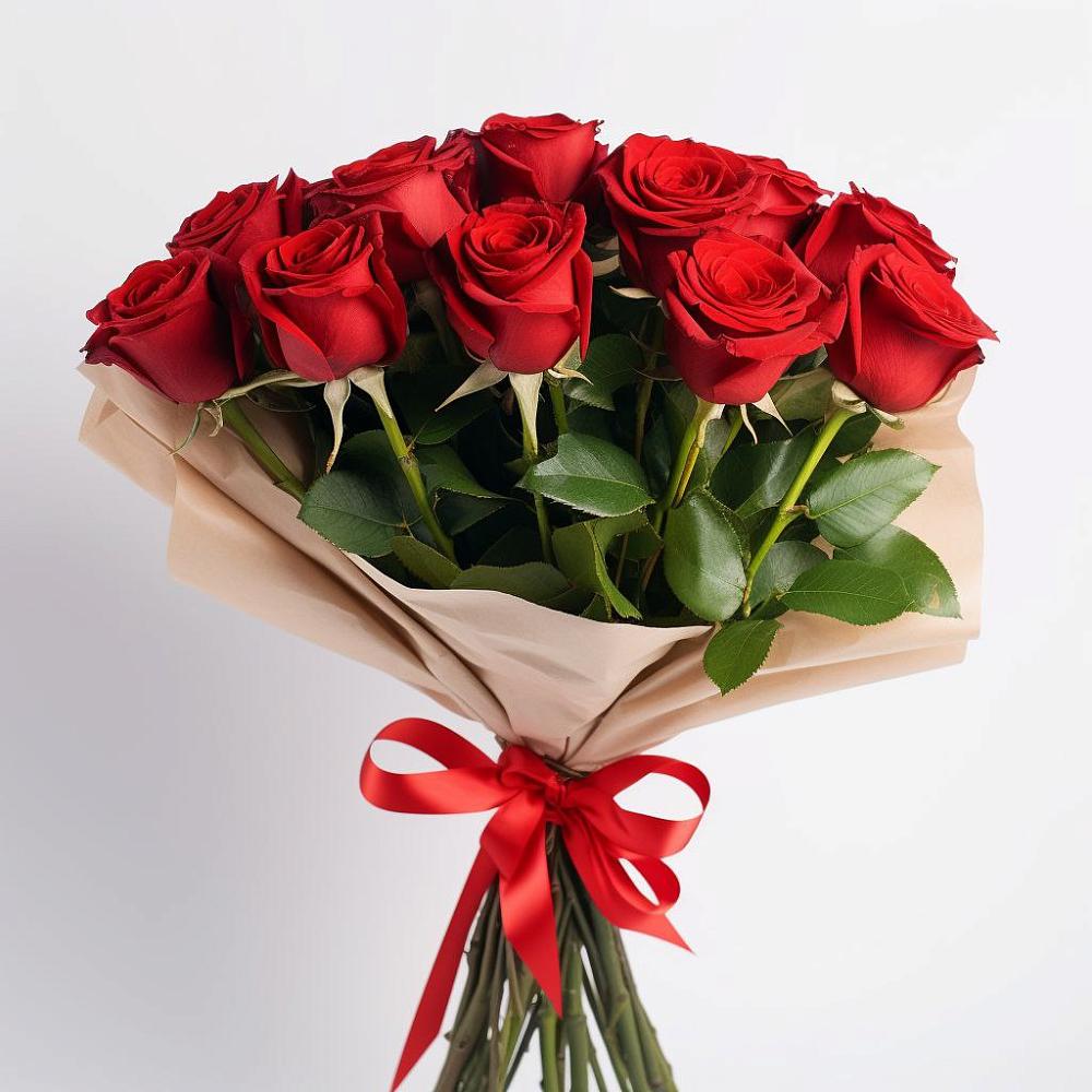 Букет 11 Красных роз Эдлесс Лав в Краснофарфорном