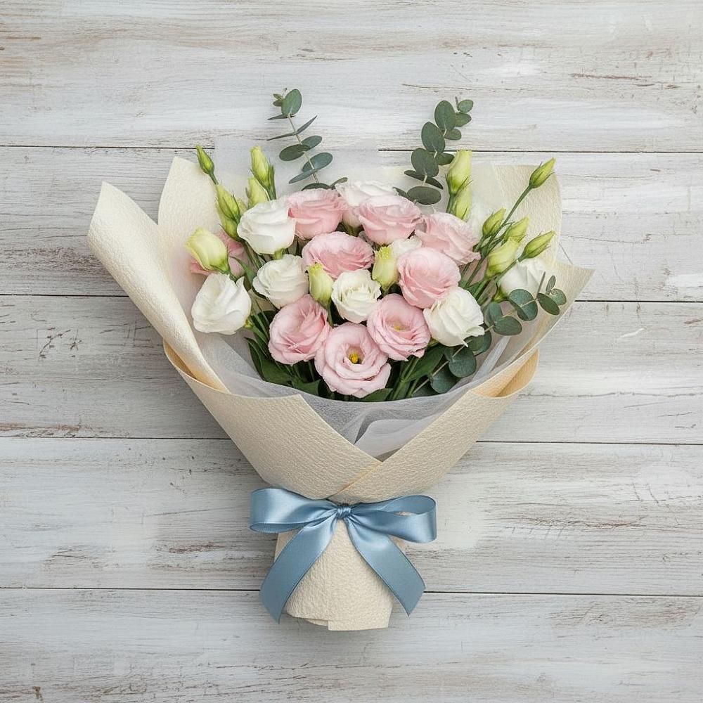 Букет цветов из: Лизиантусы в Краснофарфорном